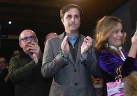 Pablo León, durante el acto de presentación de Jesús Julio Carnero como candidato del PP a la Alcaldía de Valladolid, en el mes de febrero.