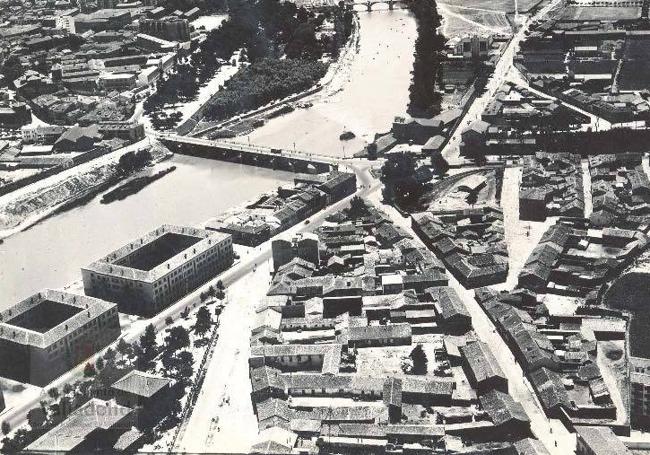 Vista aérea del barrio en los años 70.