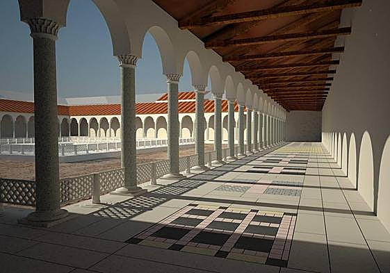 Recreación de la villa romana de Coca asociada a la familia del emperador Teodosio.