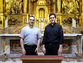 Jorge Polo y Mario Martín, en la iglesia del Santuario.