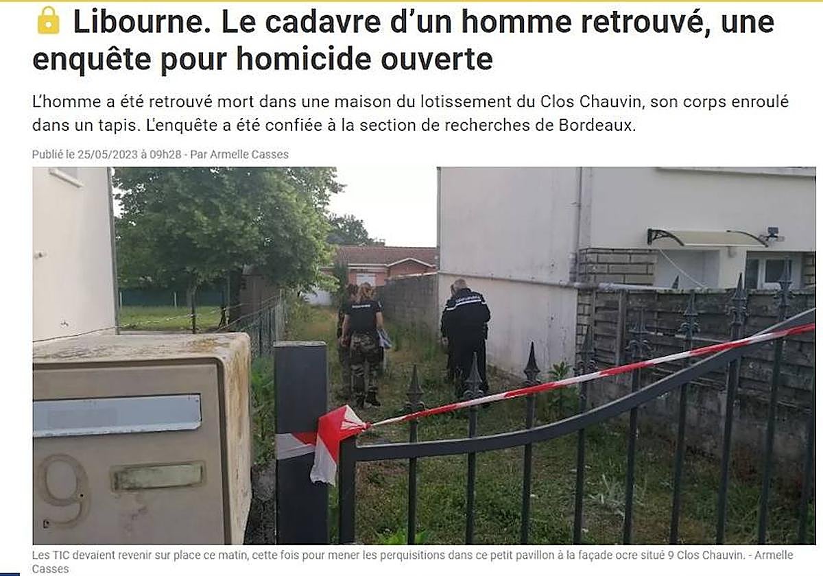 Portada del crimen del 24 de mayo del diario Le Resistant.