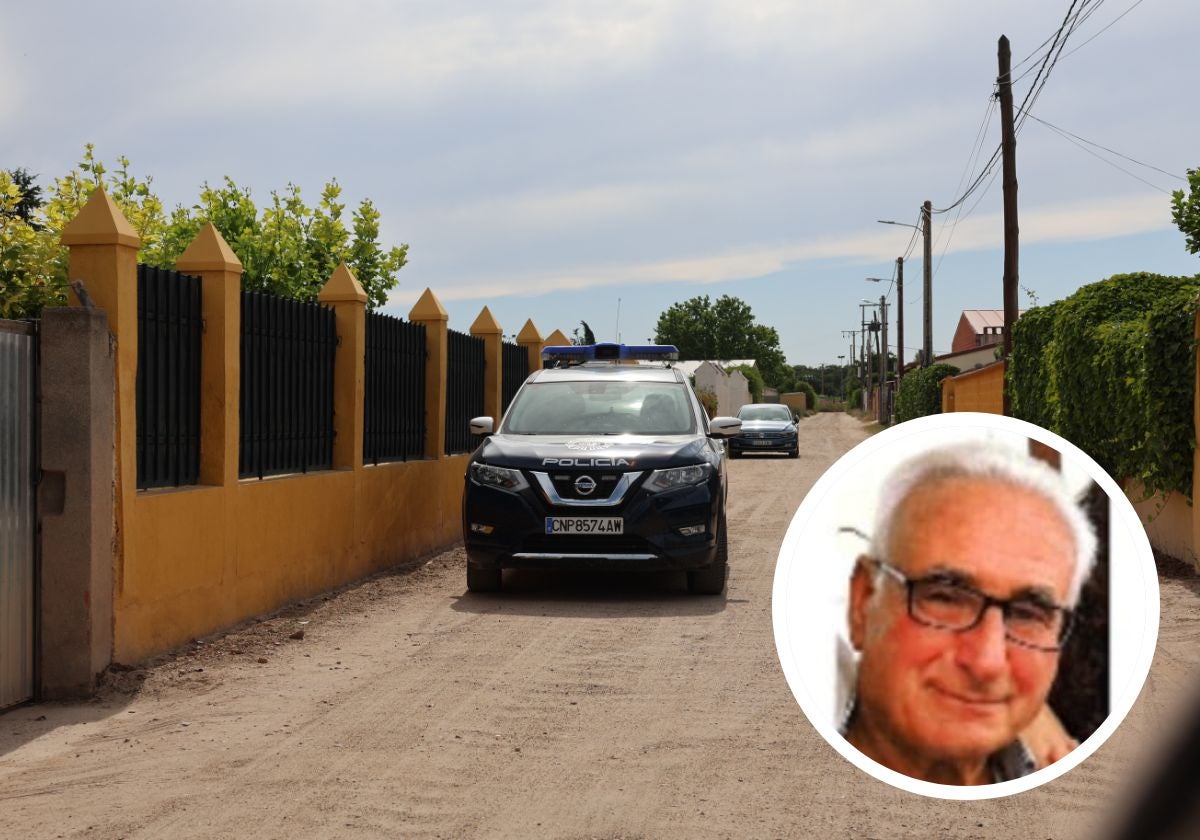 Inmediaciones de la piscina donde Rodrigo García perdió la vida. En detalle, su foto.