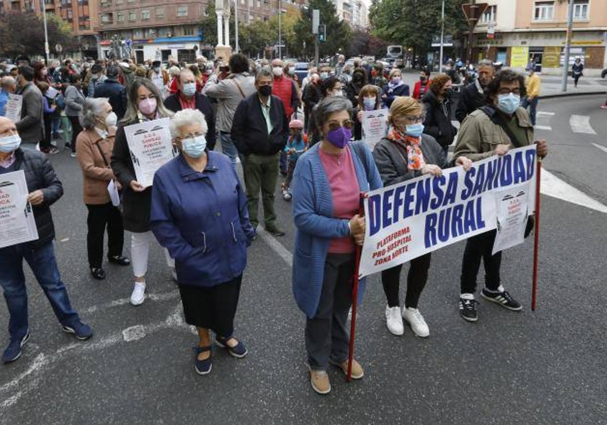 Protesta en Palencia en favor de la sanidad en el medio rural.