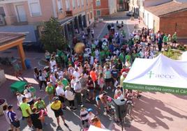 Los participantes de la IV Marcha contra el Cáncer de Villabrágima durante el recorrido.