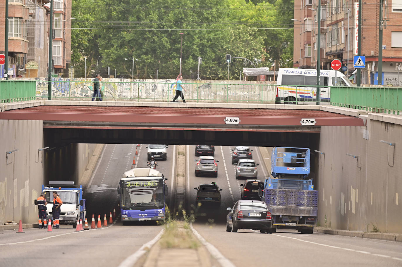 Corte de un carril en el túnel de la Circular, en Valladolid