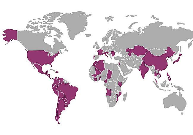 Países con presencia de misioneros palentinos.