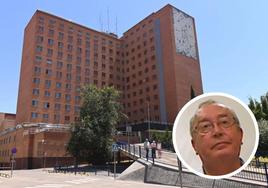 Fachada del Hospital Clínico de Valladolid. En el círculo, el que fuera su jefe de Admisión, José Luis Calvo.