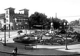 El Teatro Pradera y la Plaza de Zorrilla, en los años sesenta.