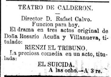 Anuncio de la obra, publicado el 7 de abril de 1877 en Valladolid.