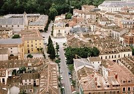 Vista aérea de parte del casco urbano del Real Sitio de San Ildefonso.