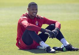 John Maciel durante su primer entrenamiento con el Real Valladolid.