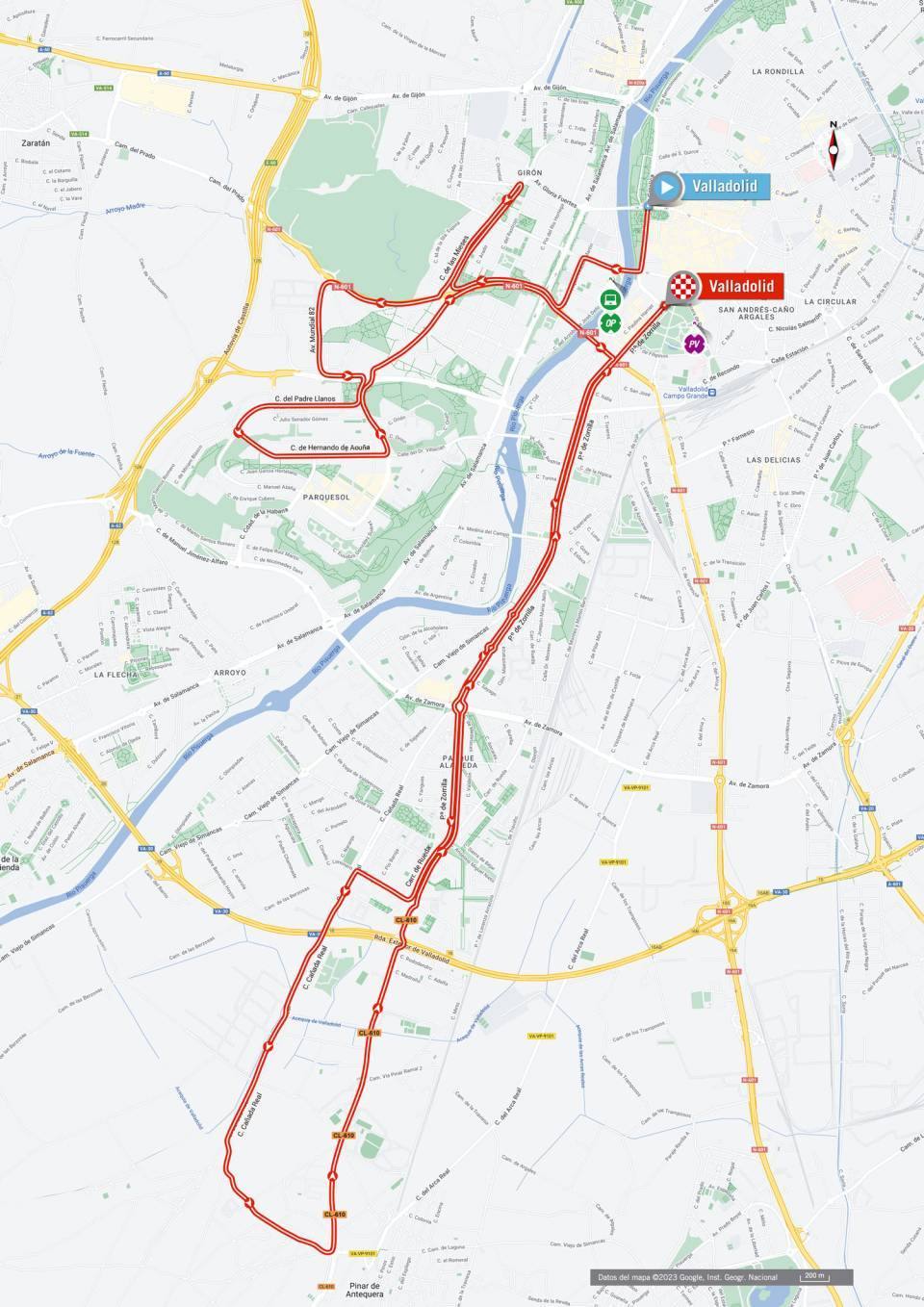 Plano oficial del recorrido de la crono facilitado por La Vuelta.