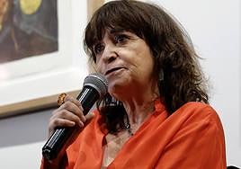 Rosa Montero durante una conferencia de prensa el 24 de agosto de 2023, en Toluca (México).