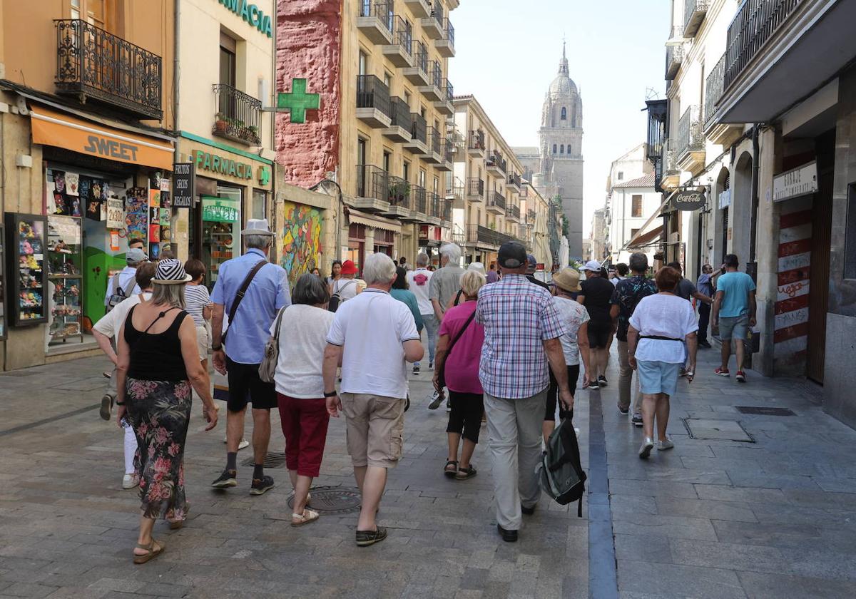 Turistas paseando por la calle de la Rua.