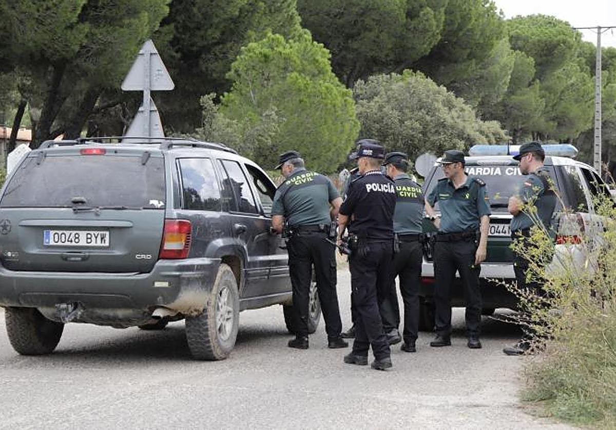 Miembros de la Policía y la Guardia Civil durante las tareas de búsqueda.