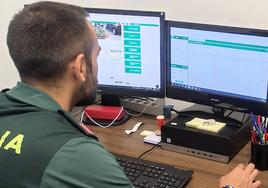 Agente de la Guardia Civil durante la investigación.