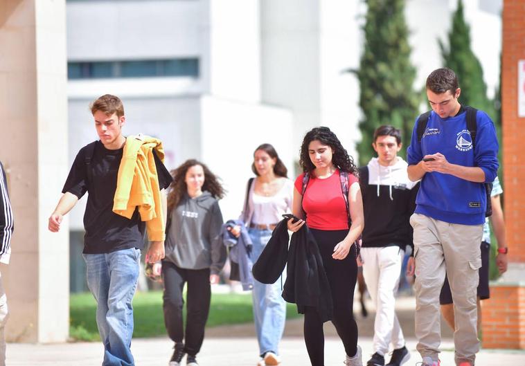 Un grupo de universitarios en el Campus Miguel Delibes