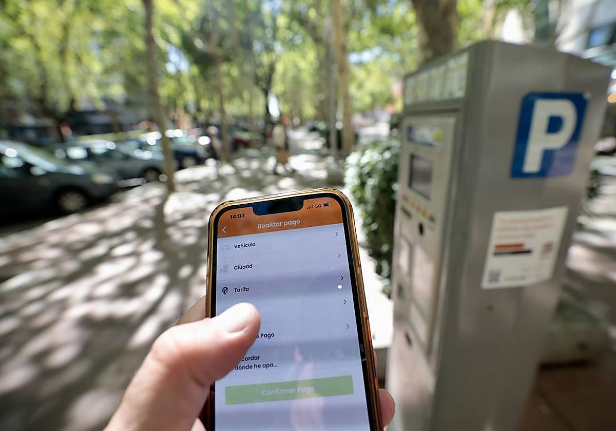Un usuario se dispone a pagar por su estacionamiento a través de la aplicación.