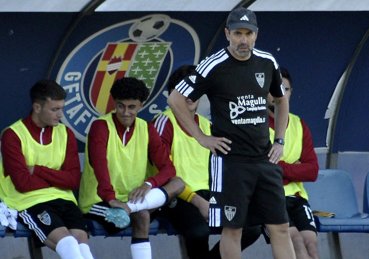 Ramsés Gil, durante el partido ante el Getafe B.