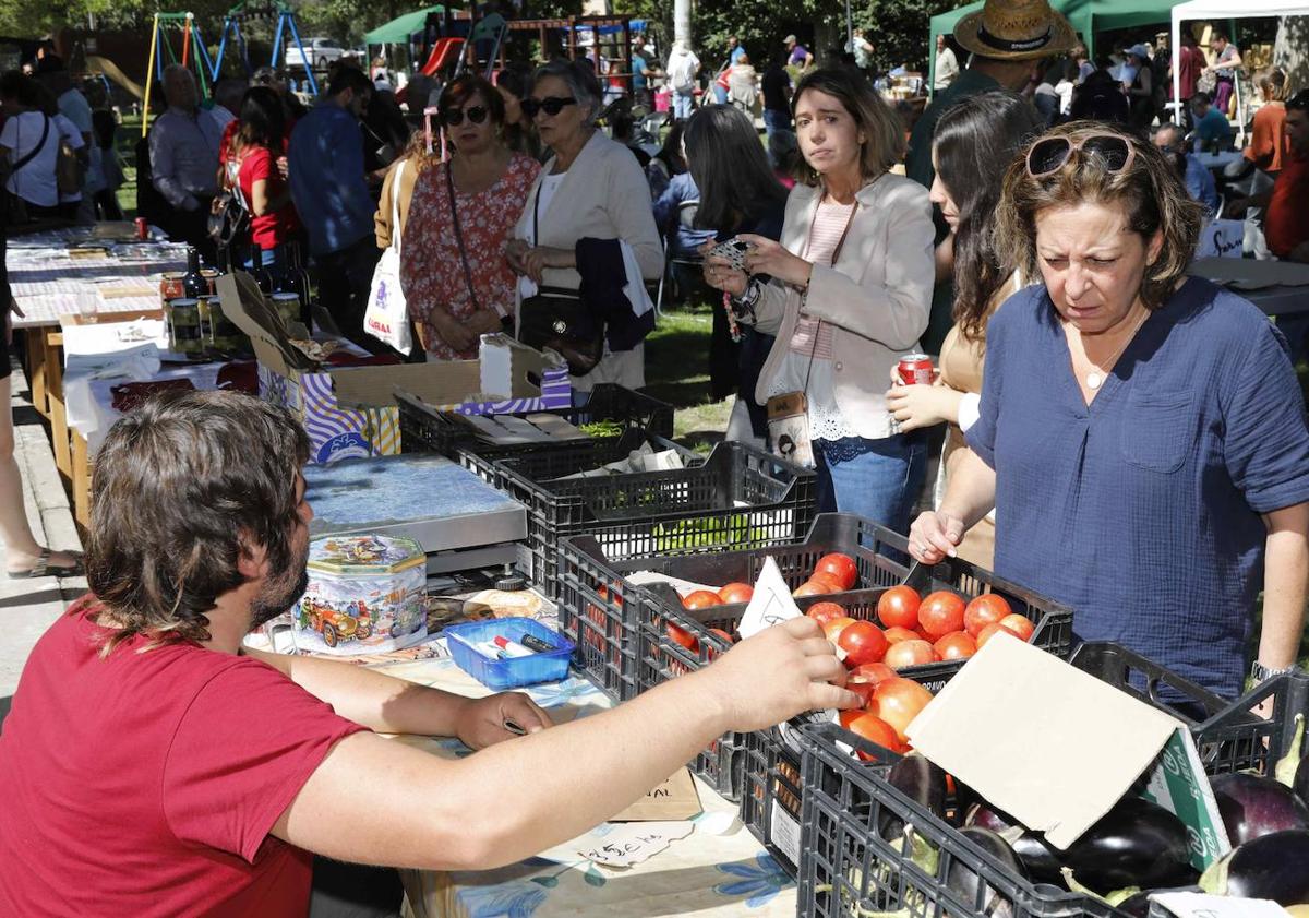 Imagen principal - Ambiente del mercado de la feria y del mercado de productos ecológicos.