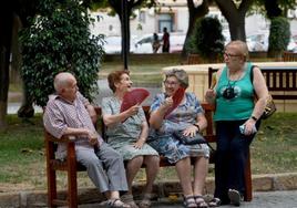 Un grupo de jubilados en un parque.