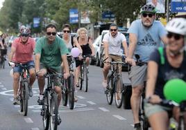 Manifestación a favor de la bicicleta en Valladolid este año.