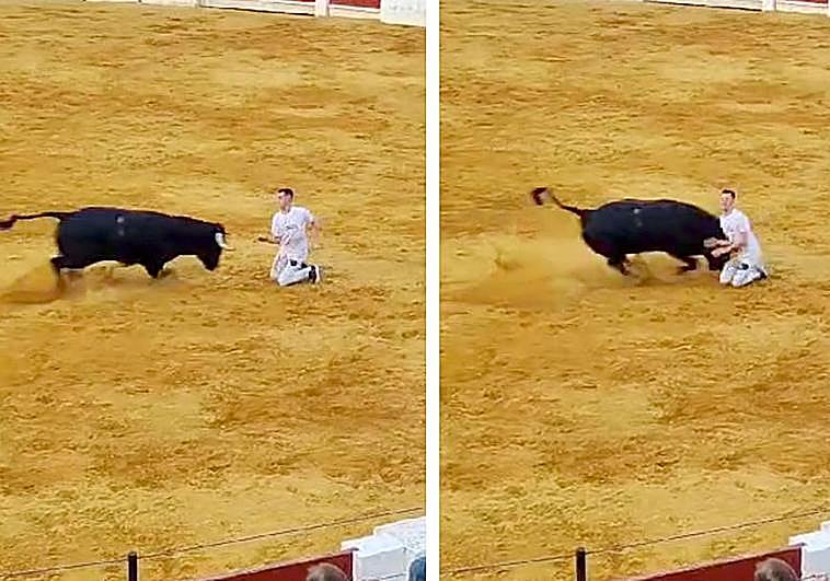 El momento de la cogida a Diego Gutiérrez.