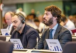 El vicepresidente de la Junta, Juan García-Gallardo, interviene en el pleno del Comité de las Regiones, en Bruselas.