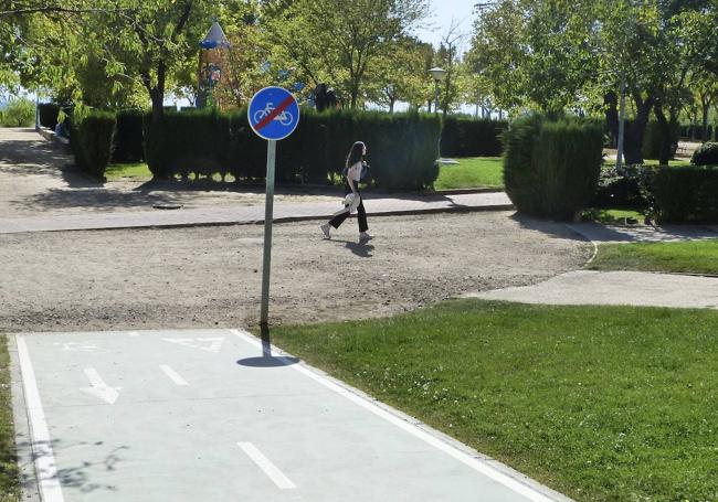 Final del actual carril bici de Parquesol en el Parque del Mediodía.