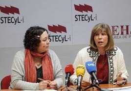 La portavoz de la Federación STECYL-i, Christina Fulconis (derecha), y la secretaria de Acción Sindical, Teresa Vicente.