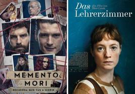 Carteles de la serie 'Memento mori' y la película 'Sala de profesores'.
