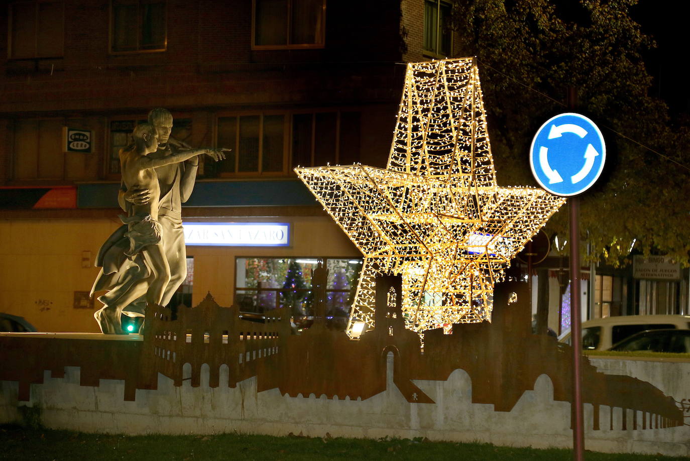 Estrella luminosa colocada en la rotonda de San Lázaro en años anteriores.