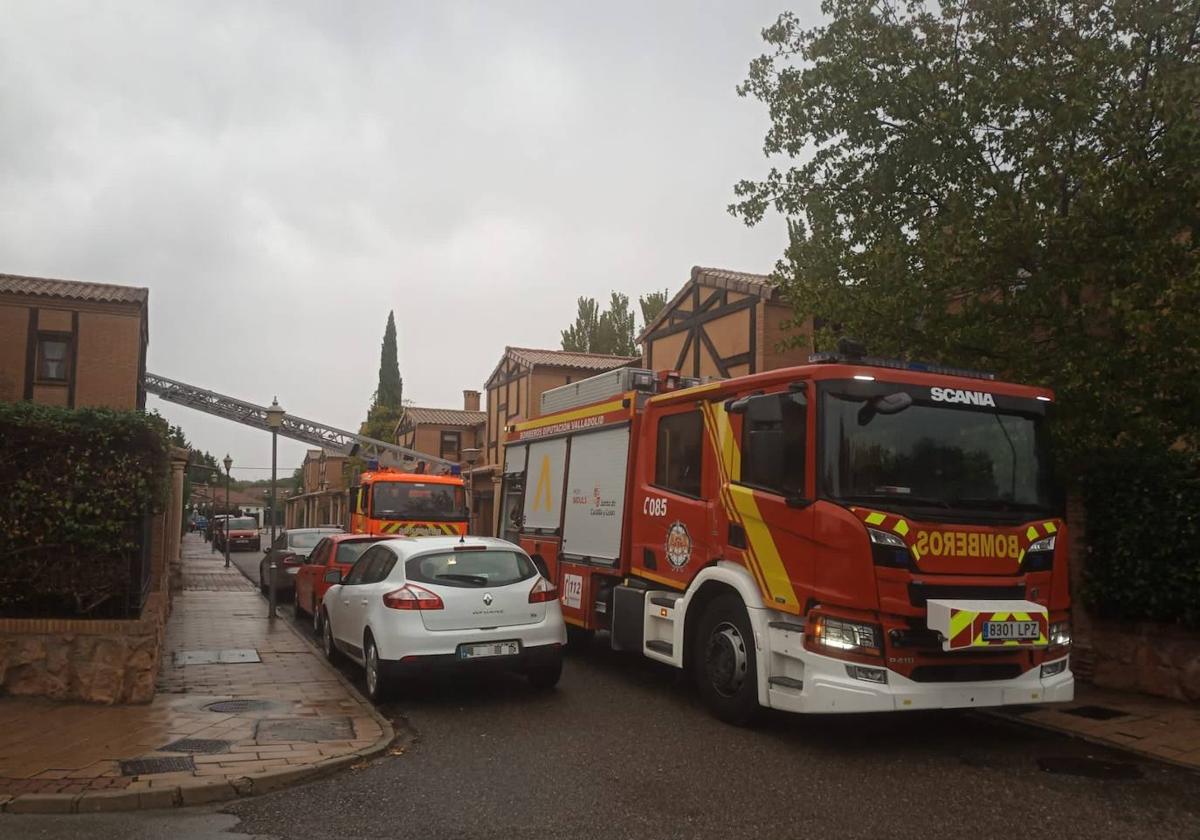 Los Bomberos de la Diputación, este jueves en Viana de Cega.