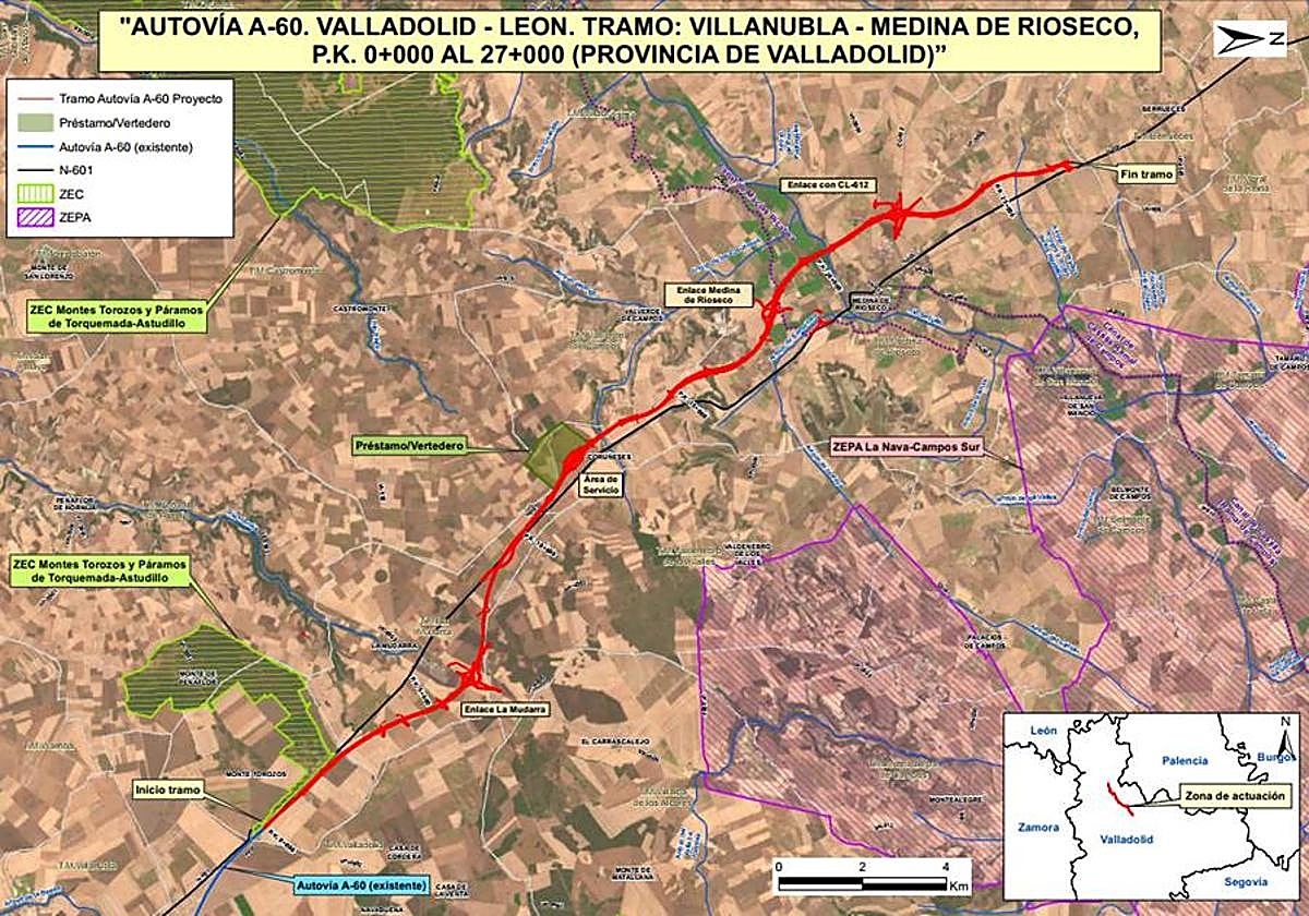 Aprobado el expediente de información pública de la A-60 entre Villanubla y Medina de Rioseco
