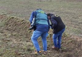 Agentes de la Guardia Civil inspeccionan el lugar donde fue atacada Arancha.