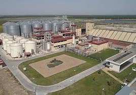 Imagen aérea de la Planta de Tratamiento de Aceites y Oleaginosas de ACOR en Olmedo.