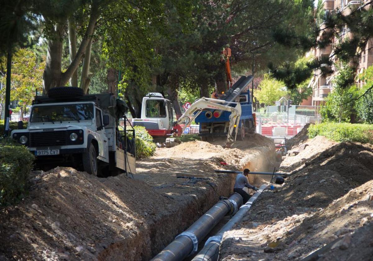 Obras en Valladolid por la red de calor sostenible.