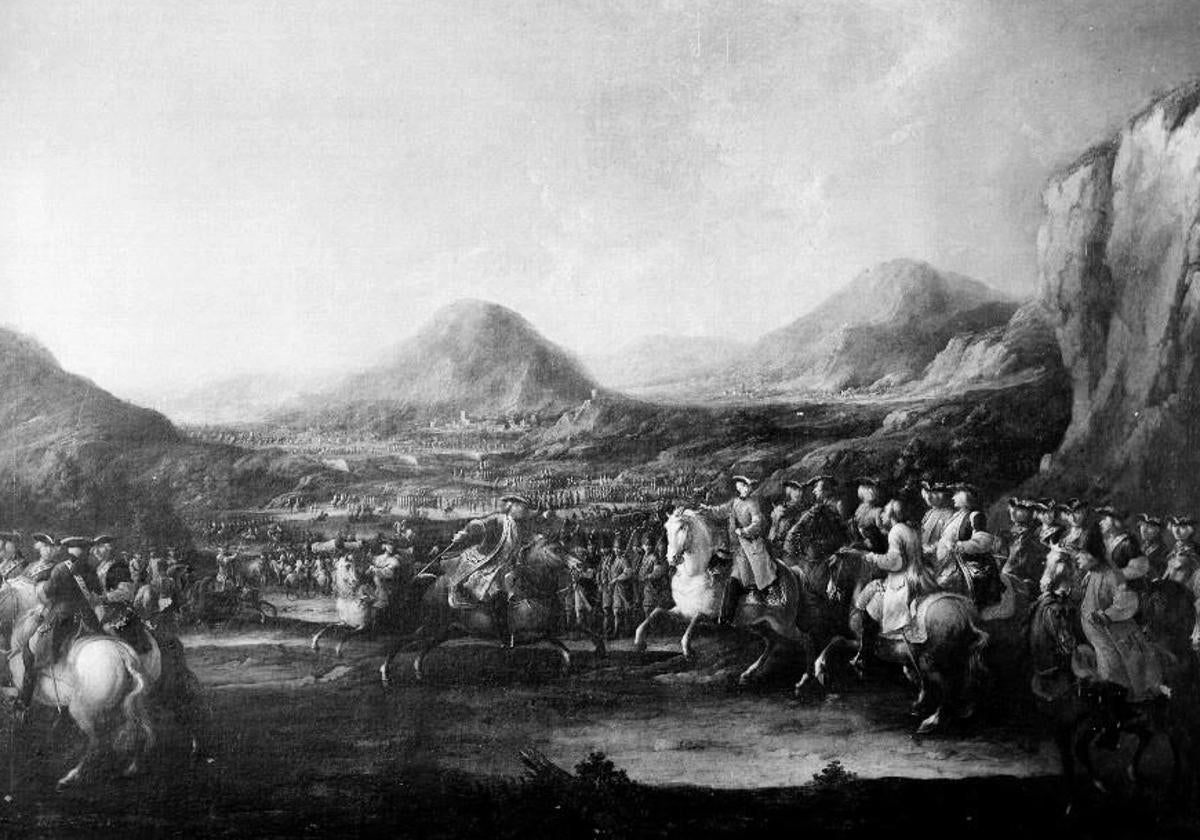 Escena de la Guerra de Sucesión española por G.L. Rocco.