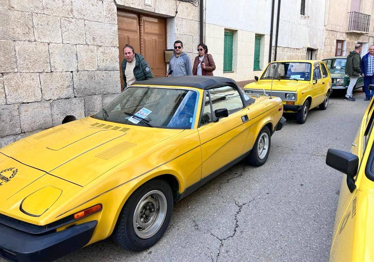 Los coches, expuestos en las calles de Cevico de la Torre.