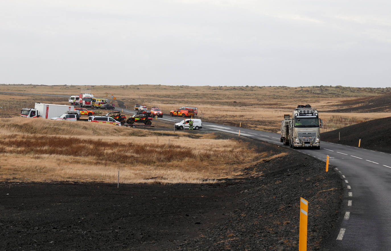 Una grieta de kilómetros en Grindavik, Islandia
