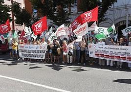 Protesta de trabajadores de los servicios sociosanitarios privados el pasado 13 de julio delante de la Delegación Territorial de la Junta.