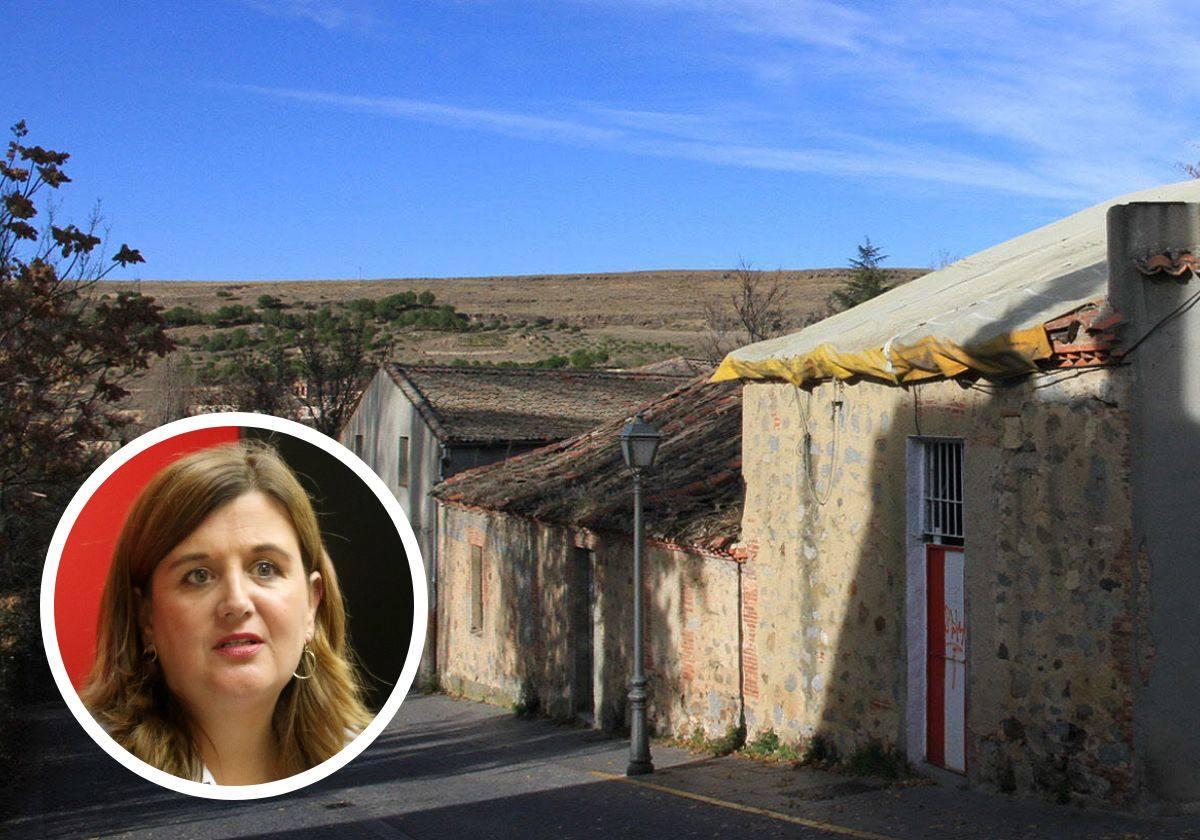 En grande, vista del Molino de la Perla, en San Lorenzo; en pequeño, la portavoz socialista Clara Martín.