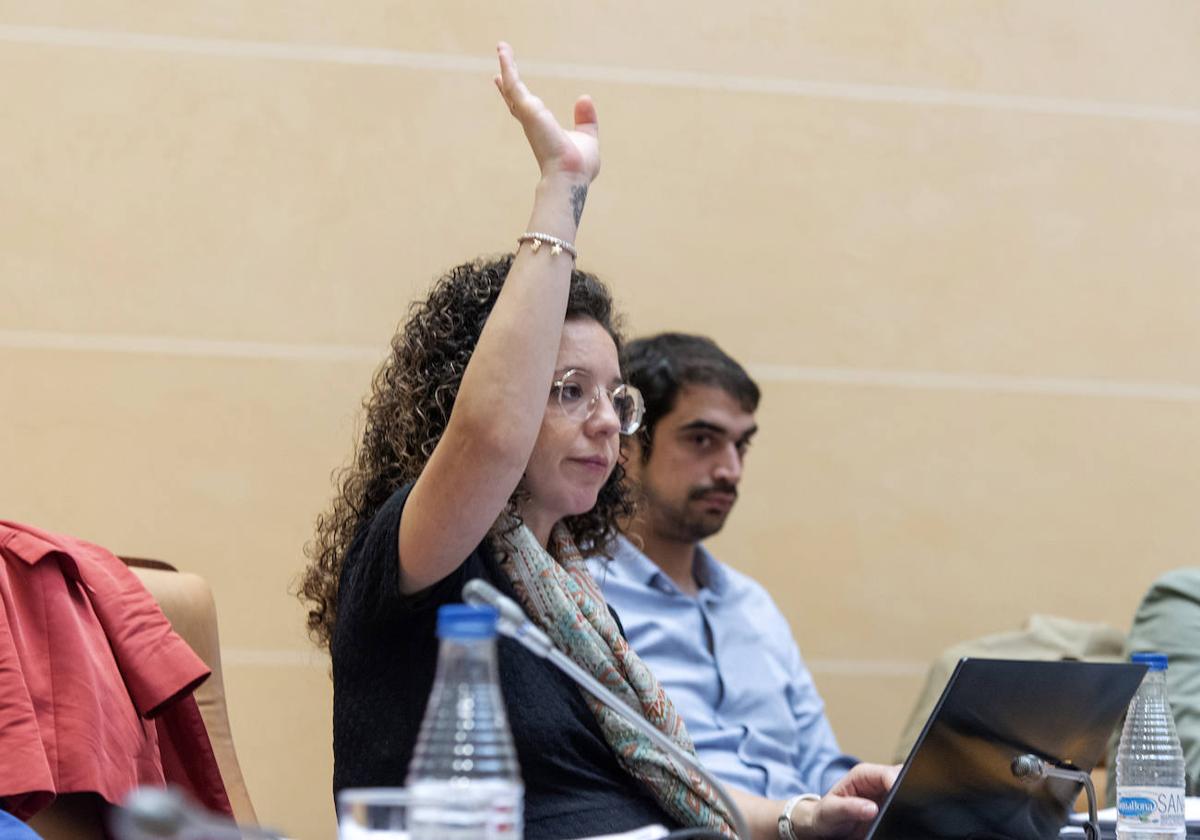 Noemí Otero, durante un pleno reciente del Ayuntamiento de Segovia.