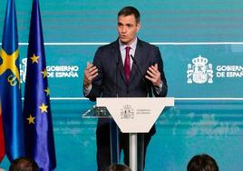 El presidente del Gobierno, Pedro Sánchez, durante su intervención.