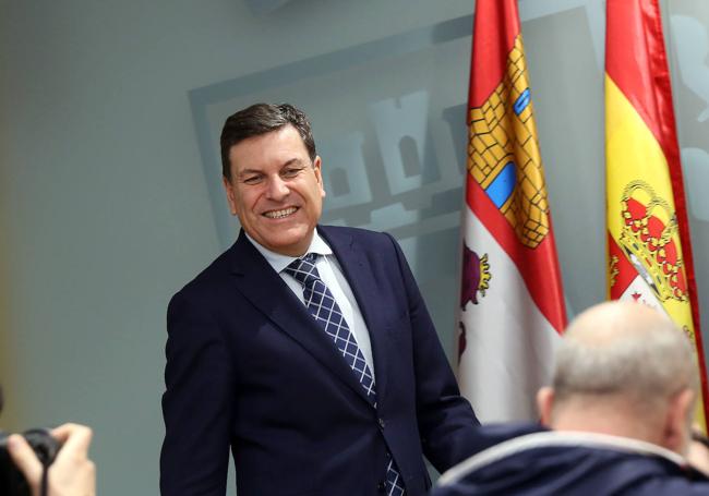 Carlos Fernández Carriedo, portavoz de la Junta, en la rueda de prensa del Consejo de Gobierno.