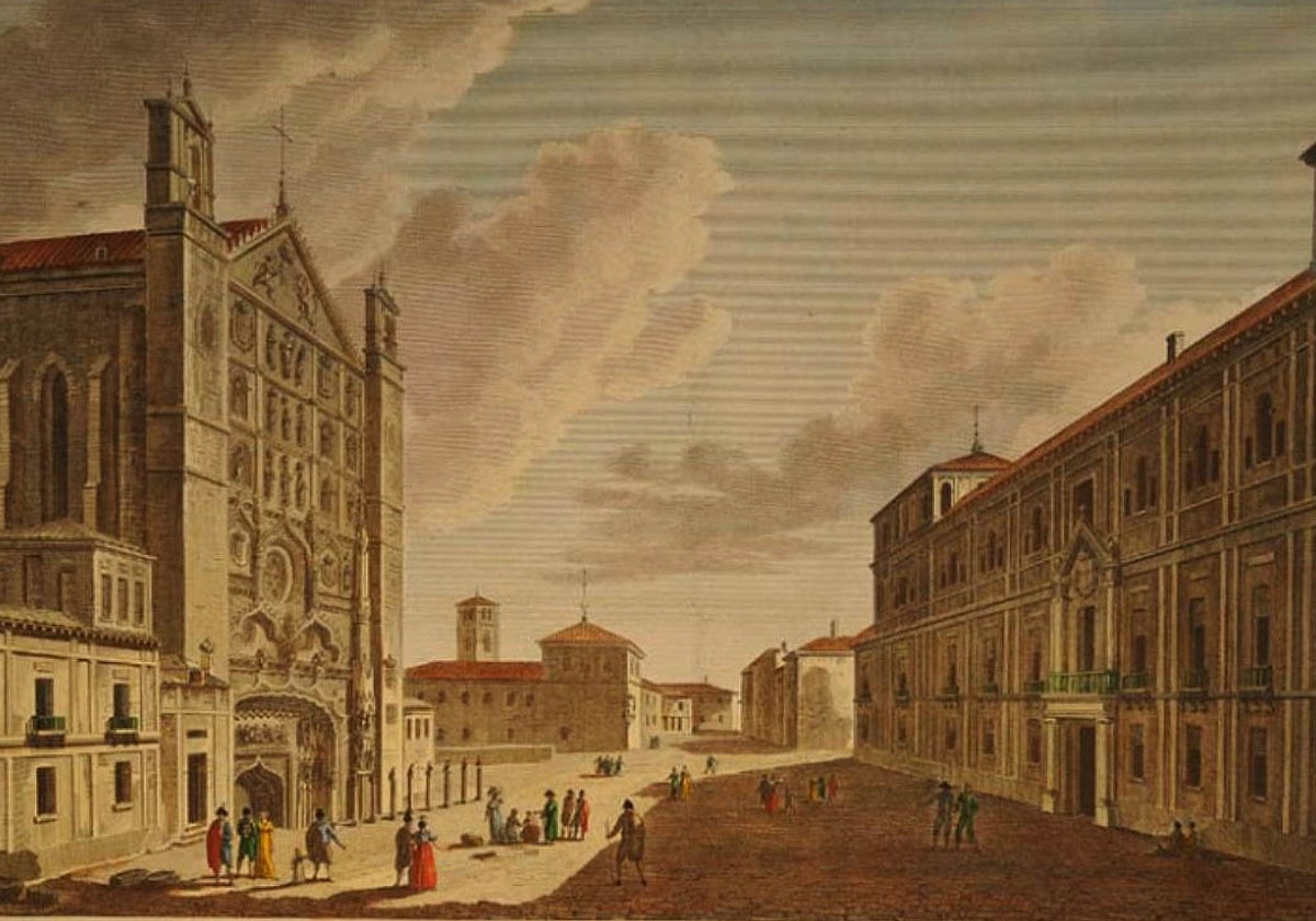 Ilustración de la iglesia de San Pablo y del Palacio Real a principios del siglo XIX.