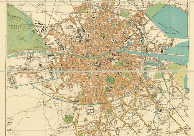 Mapa de Dublín de 1904, espacio y lugar donde se ambienta el 'Ulises' de James Joyce.