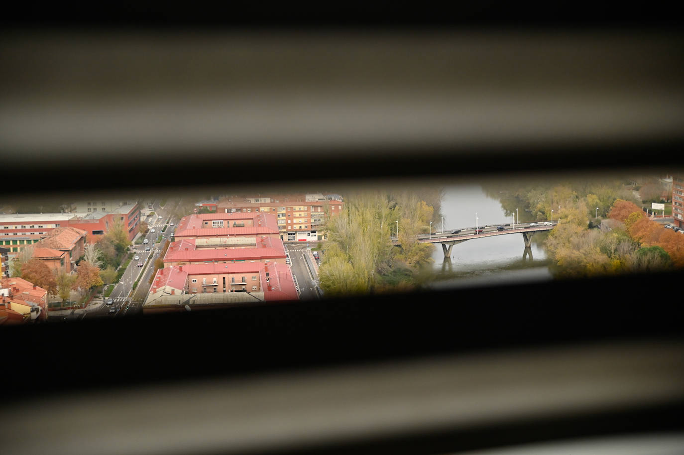 Vista a través de las ventanas del edificio.