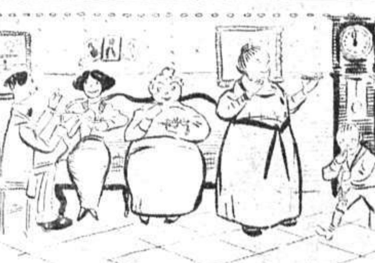 Imagen principal - Arriba, caricatura de una familia comiendo las uvas el 31 de diciembre de 1911. Abajo, vallisoletanos en una Nochevieja de los años 70 y las doce uvas de 1925 según Geache. 