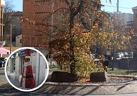 Plaza de Somorrostro y, en pequeño, el Papá Noel en la calle Gobernador Fernández Jiménez.